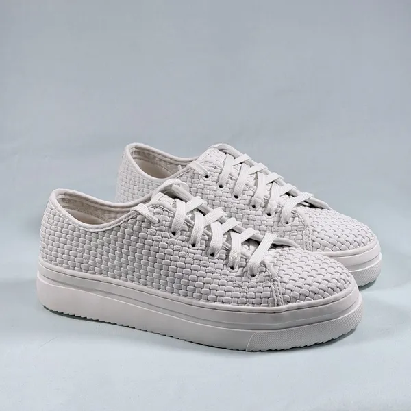 On‎ 34th Size-6M Women's Lusille Woven Lace-up Sneakers, White - Image 2