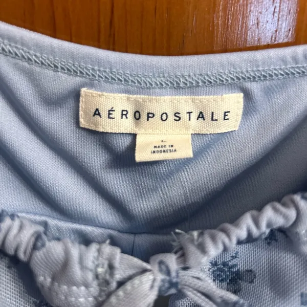 NWT Aeropostale Blue Floral Butterfly Tie Neck Asymmetrical Bodycon Dress - Image 5