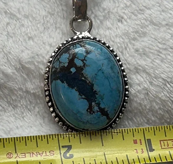 Turquoise Natural Gemstone 925 Silver Plated Gemstone Pendant Necklace - Image 7