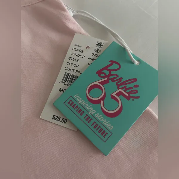 NWT Barbie Light Pink Tee with Inspiring Stories Tag size M - Image 5