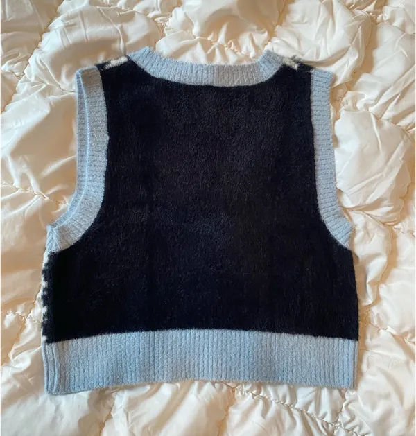 H&M Sweater Vest V-Neck Blue Size L - Image 2