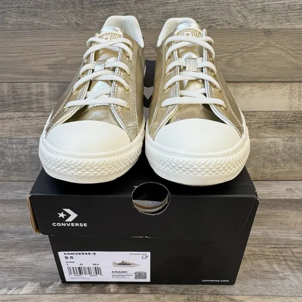 NEW Converse Chuck Taylor Dainty Lucky Ox Gold Metallic A15448C Women's Size 9.5 - Image 3
