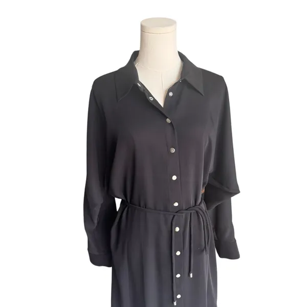 Amanda Uprichard - Black Button-Front Tie Shirt Dress Sz M - Image 8