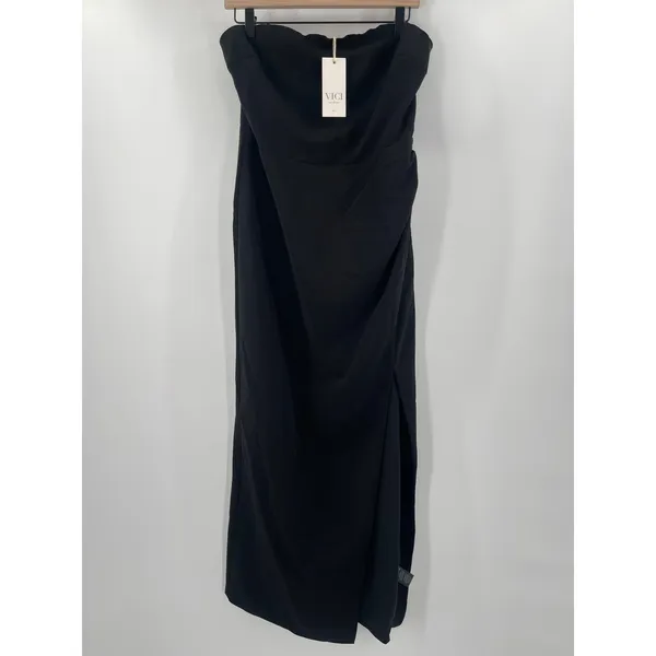 VICI x FATE Dress Large Black Strapless Slit Always You Cocktail Evening Formal - Image 13