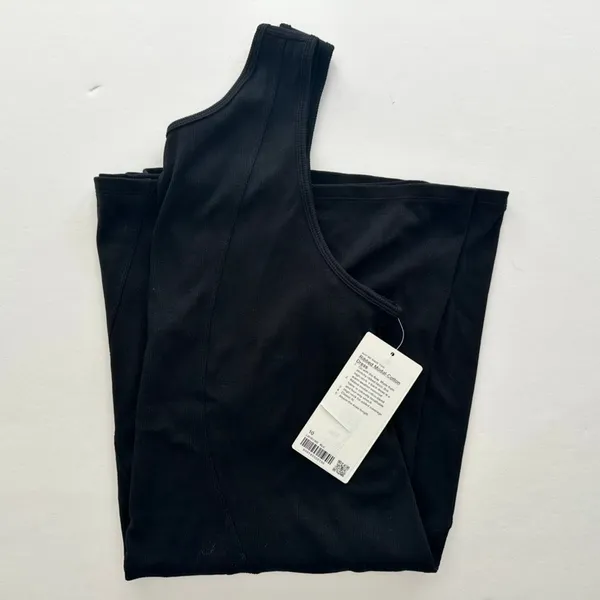 Lululemon Ribbed Modal-Cotton Dress Black NEW Size 10 Athletic Loose Fit - Image 3
