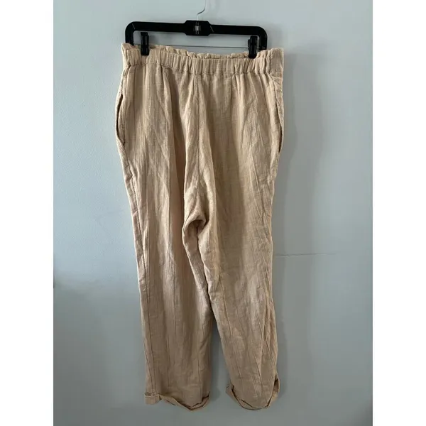 Free People Pants Women's Small Beige Wide Leg Beachy Coastal Neutral Lagenlook - Image 6