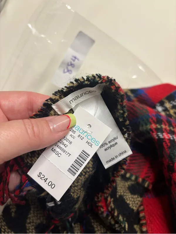Maurices Blanket Scarf Reversible Red Plaid Cheetah Print New Pashmina Shawl - Image 3