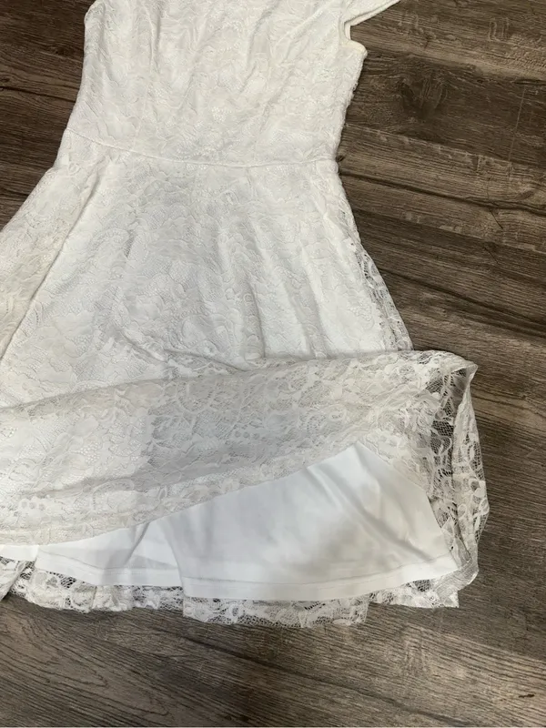 MUADRESS White Ivory Floral Lace Fit & Flare Dress Size L - Image 7