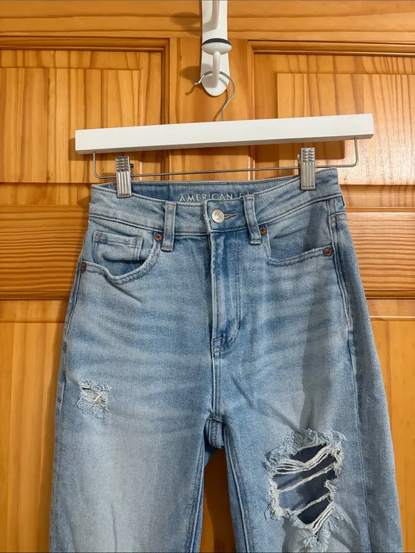 American Eagle Stretch Distressed Mom Jeans Size 000 - Image 3