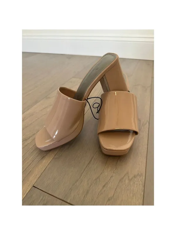 Worthington Nude Patent Block Heel Platform Mules Size 8.5 - Image 3