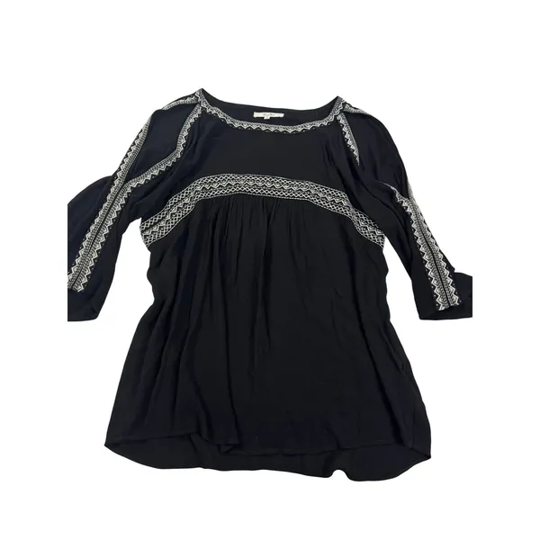Miss Me Black Embroidered Cold Shoulder Peasant Blouse Size Medium - Image 2
