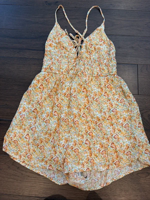 Garage Yellow & Orange Floral Smocked Romper Size XS - C33-042 - Image 3