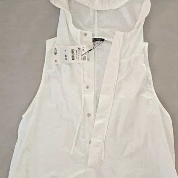 NWT! Zara White Nylon Balloon Hooded Dress - Image 6