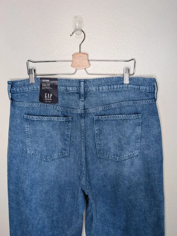 Gap Womens High-Rise Wide-Leg Jeans 18/34R 100% Cotton - Image 3