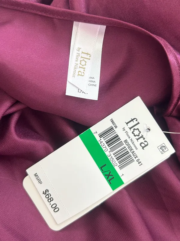 Flora Deep Purple Long Sleeve Satin Robe Size‎ Large/XL - Image 5