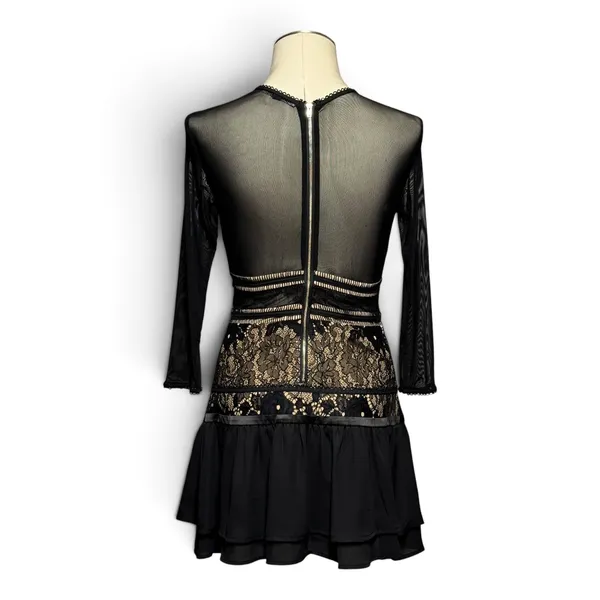 Gianni Bini Lace Mesh Sheer Illusion Mini Cocktail Dress Black XS - Image 4