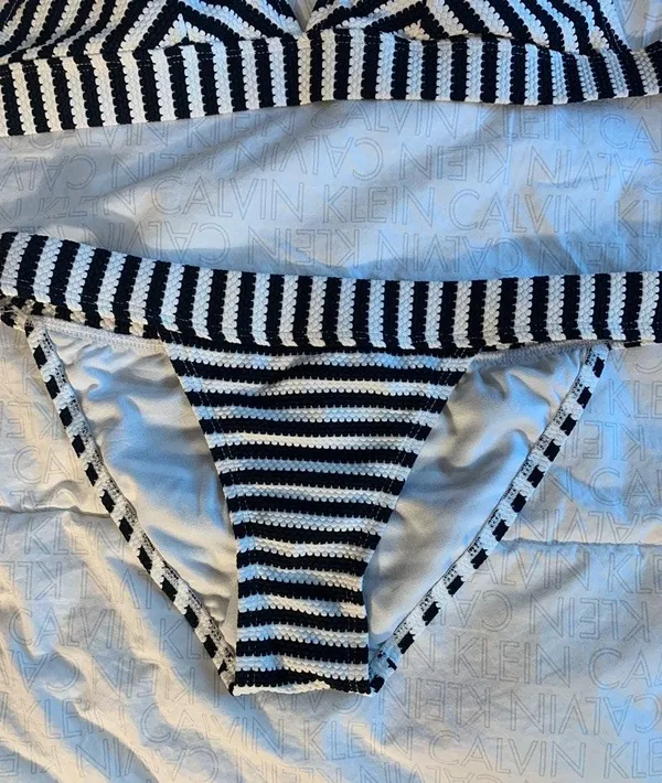 Striped Waffle Knit Swimsuit - Image 2