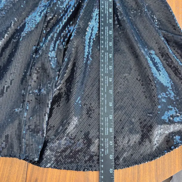 Free‎ People Film Noir Black Sequin Halter Mini Dress Velvet Trim Open Back US 2 - Image 6