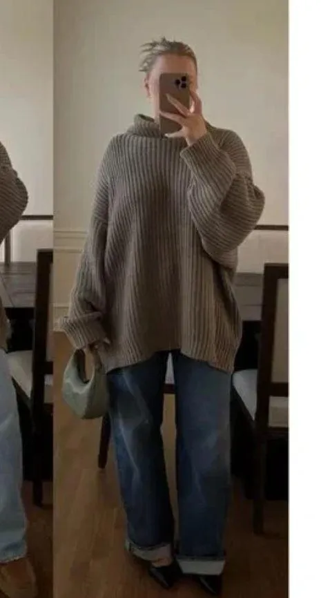 FREE PEOPLE Swim Too Deep Turtleneck Sweater in Olive Stone Size X-Small - Image 15