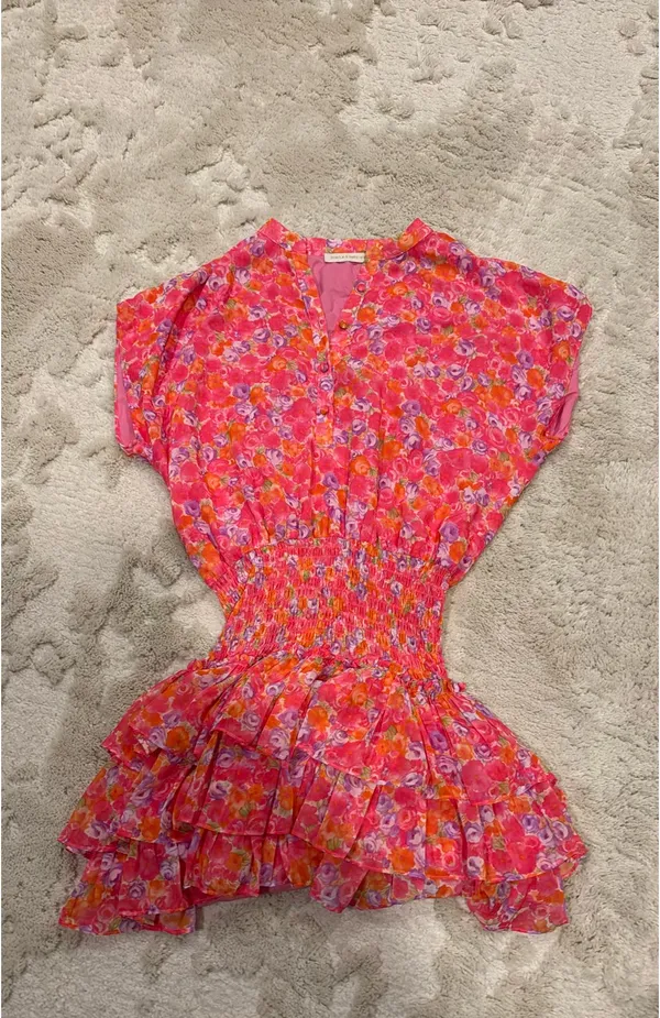 Pookie & Sebastian Reset by Jane Fran floral smocked mini dress in size small - Image 2