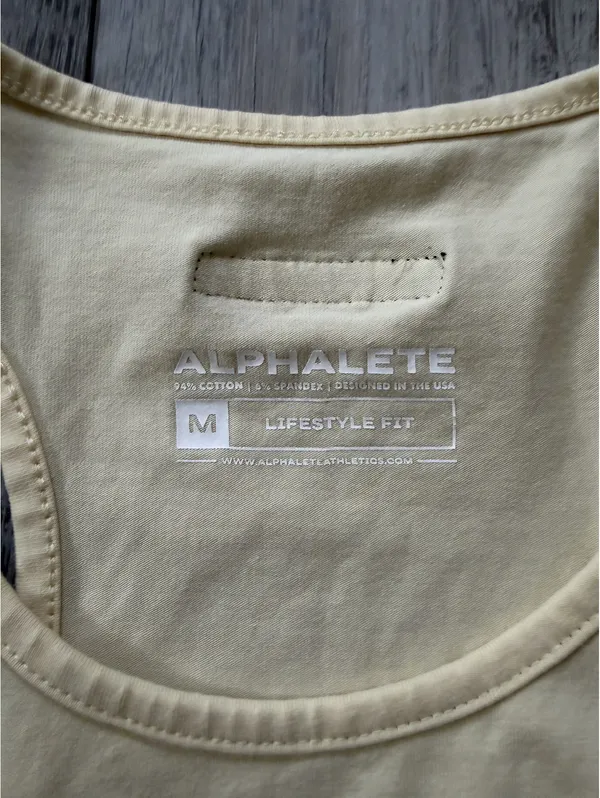 Alphalete LifeStyle Fit Cropped Yellow Cotton Racerback Tank Top size medium - Image 6