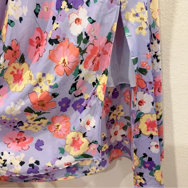 ASTR Gaia Draped Collar Satin Midi Dress in Periwinkle Floral Size Small NWT - Image 6