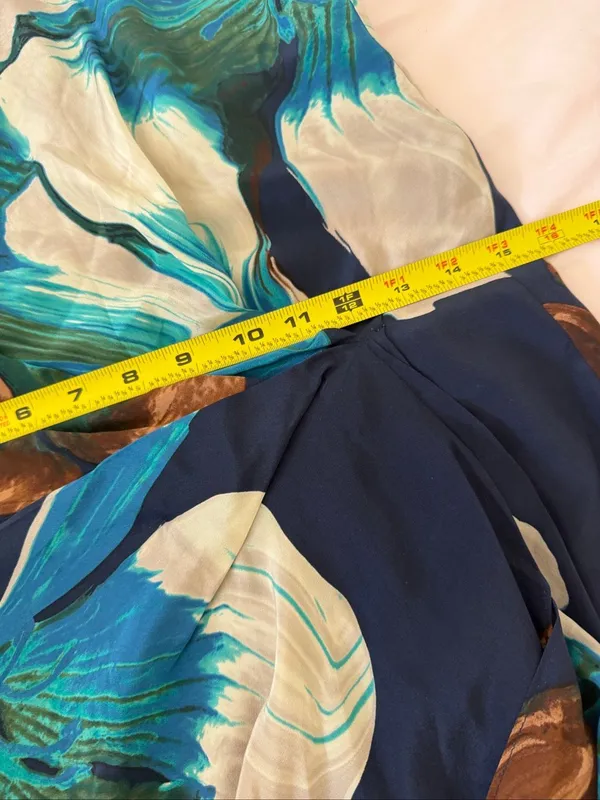 Anthropologie Coquille Size 2 drape wrapped waist floral waterfall front silk li - Image 7