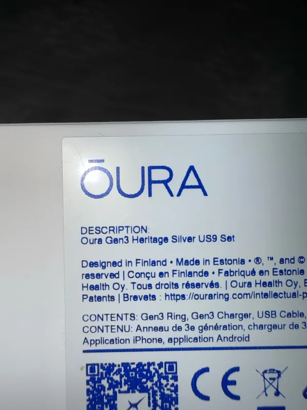 Oura Ring Gen 3 Heritage Silver Size 9 - Image 8