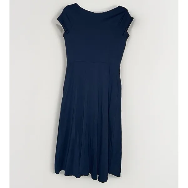 Pact Dress L Black Organic Cotton Fit Flare Midi Minimalist Quiet Luxury Classic - Image 2