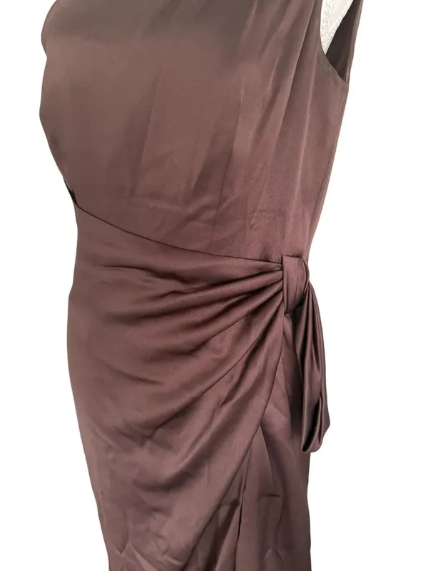 ESCADA Brown Silk Blend One Shoulder Cocktail Dress Size 38 / US 8 - Image 4