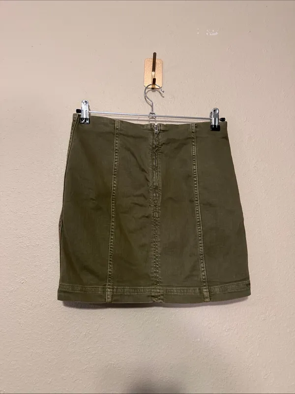 Free People Modern Femme Denim Olive Green Fitted Comfortable Soft Mini Skirt 4 - Image 7