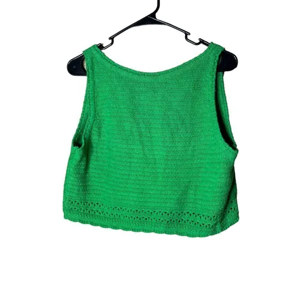 Women’s Green Crochet‎ Sleeveless Crop Top - Image 4