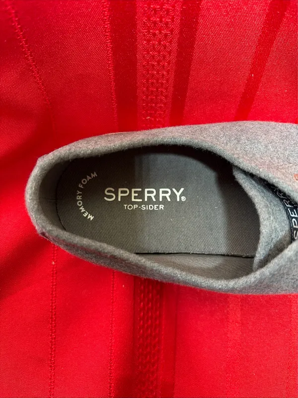 Sperry Top Sider Gray Sneakers With Silver Leather Lace Sz 7M - Image 2