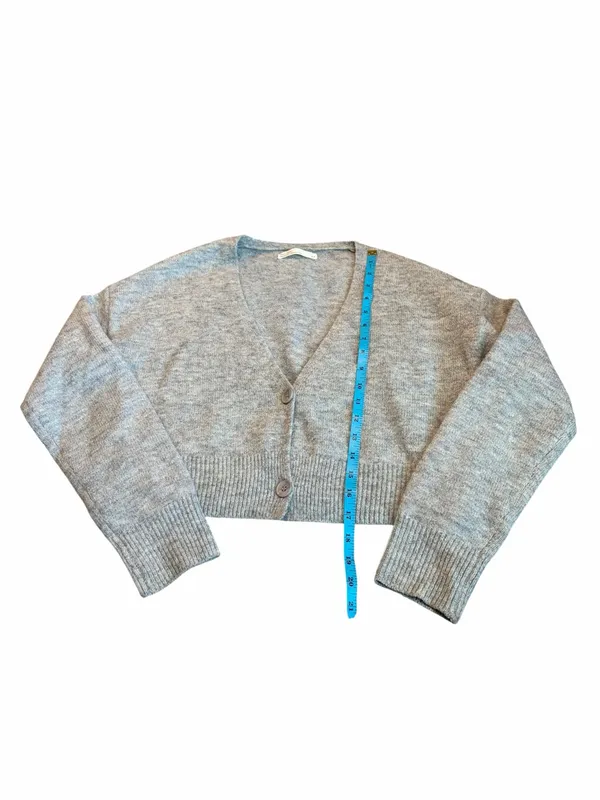OAK + FORT cropped gray cardigan Size XS - Image 2