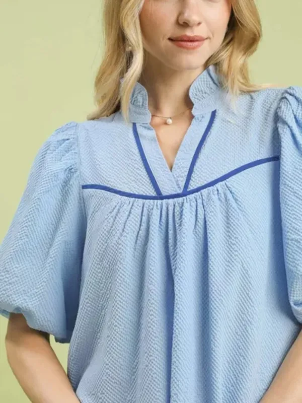 Umgee Seersucker Puff Sleeve Dress‎ - Image 4