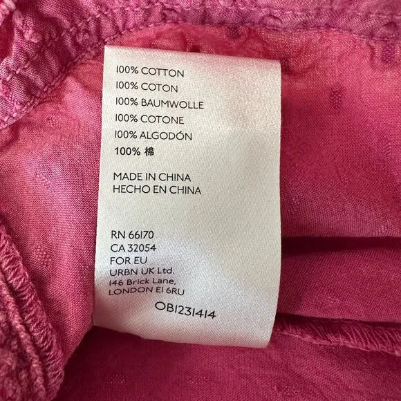 Anthropologie Pilcro Swiss Dot Peasant Blouse Long Sleeve Button‎ Front Pink XS - Image 7