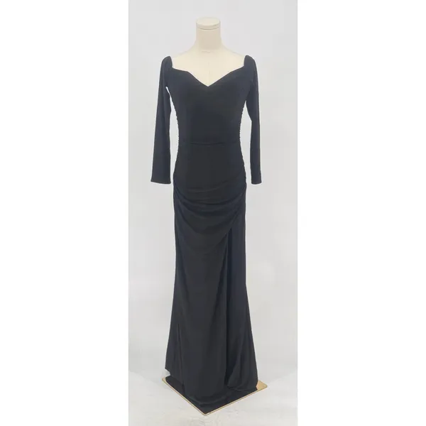 NWT La Femme 29377 Black Long Sleeve Off Shoulder Maxi Dress‎ Sz 6 $378 - Image 4
