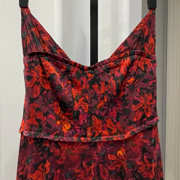 Cinq A Sept Stargazer Lilies Glenda Gown Size‎ 8 Red Floral Maxi Dress - Image 6