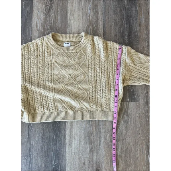 Cotton On Cream Cable Knit Cropped Sweater Fisherman Pullover Womens Size Medium - Image 12