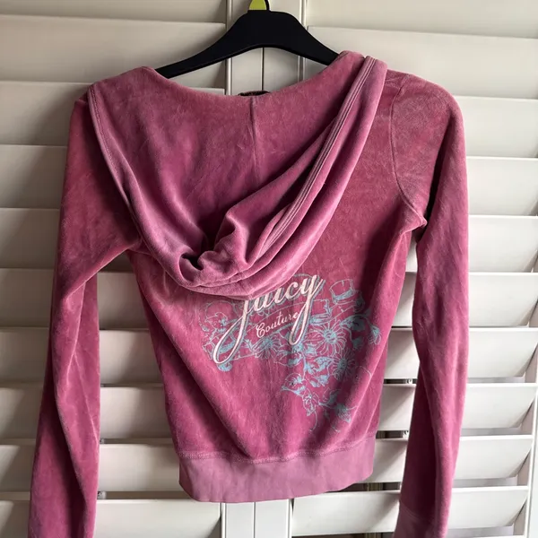 Juicy Couture Rose Hoodie with blue accents sz S Y2K - Image 3