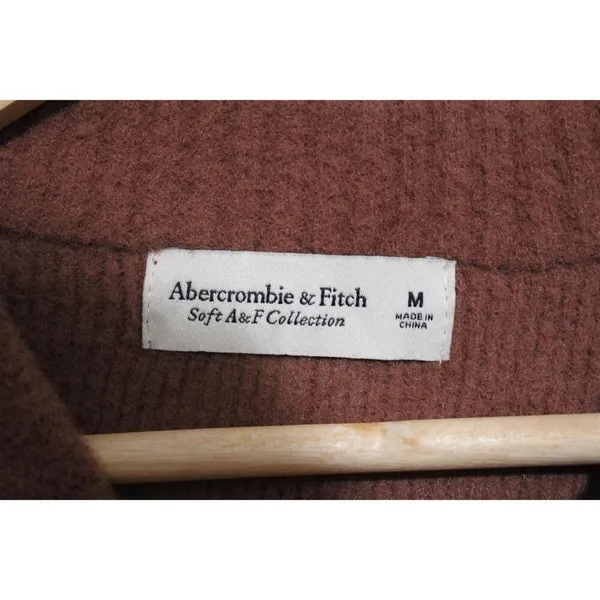 Abercrombie & Fitch Soft AF Brown Ribbed Long Sleeve Crew Neck Sweater Sz Medium - Image 3