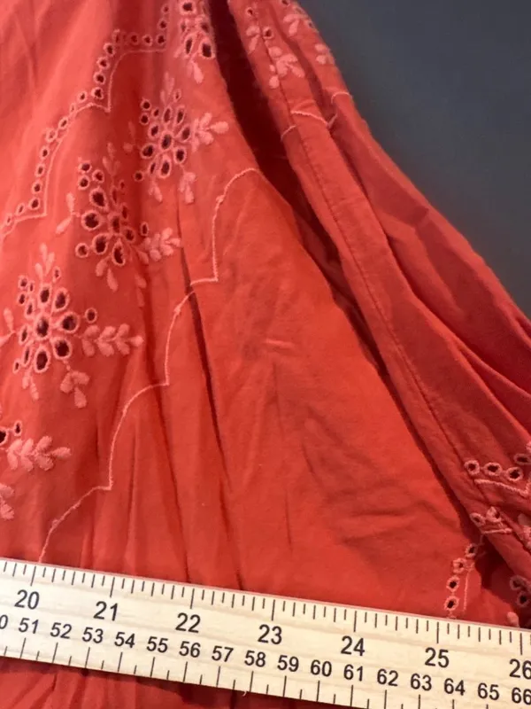 Women 4 ASOS Orange Eyelet Embroidered Peplum Blouse 100% Viscose Boho Cottageco - Image 7