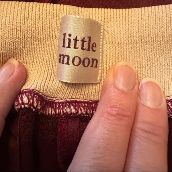 LITTLE MOON‎ | ARITZIA Satin Sweatpants Red - Image 4