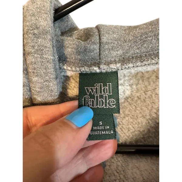 Wild Fable Gray Cut Off Cropped Hooded Cotton Blend Sweatshirt Women Sz S - Image 7