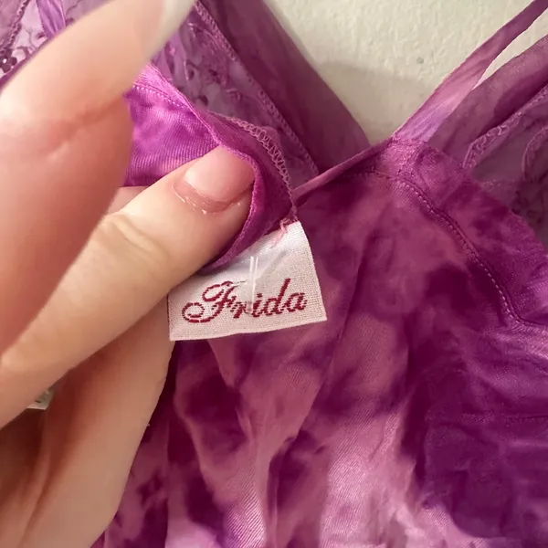 Frida Purple Tie Dye Lace Midi Dress Size S/M - Image 3