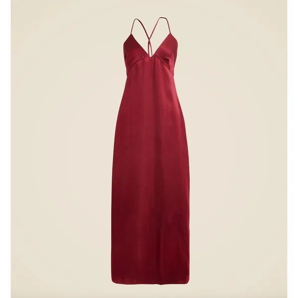 J.Crew Cross Back Dress Textured Satin Slip Burgundy Evening Formal US 14 NWT - Image 4