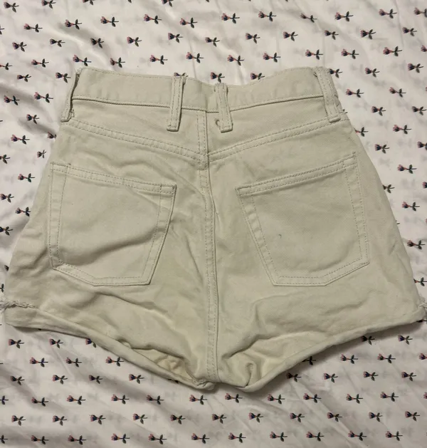 John Galt Cream Denim Shorts - Image 2
