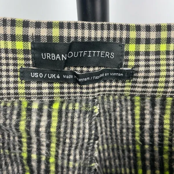 Urban Outfitters Black Green Checked Plaid Cropped‎ Flare Pants - Image 8