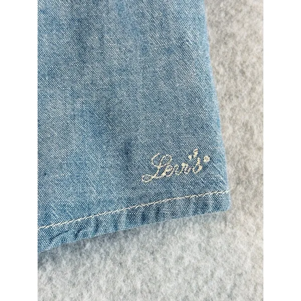 Levi's Amber Long Sleeve Blouse Square Neck‎ Shirt 100% Cotton Flowy Medium - Image 5