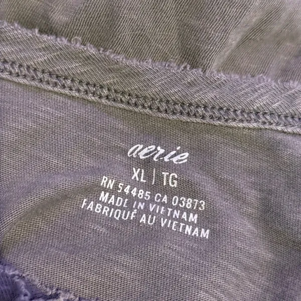 Aerie Cotton Midi Maxi Dress Tiered Womens XL Gray Distressed Grunge Flowy FLAW - Image 2